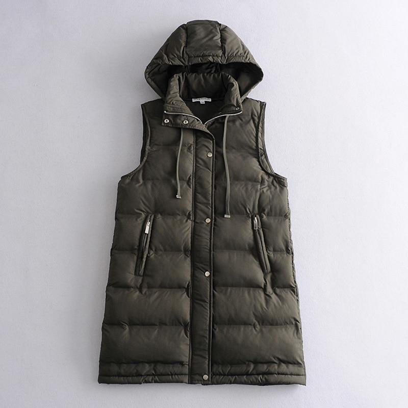 Mid-Thigh Down Puffer Jacket With Drawstring Hood