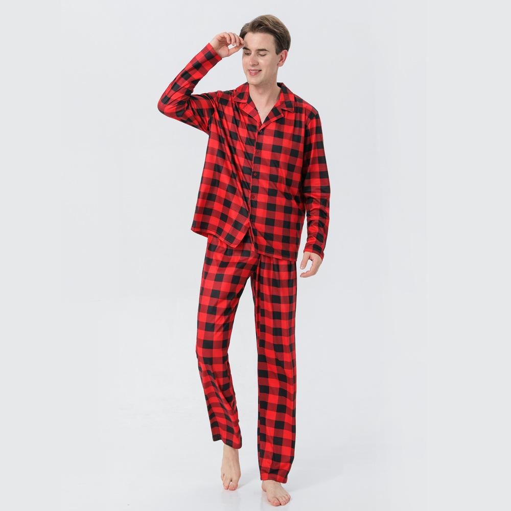 Christmas Family Matching Pajamas Long Sleeve Red Plaid Sets - MomyMall