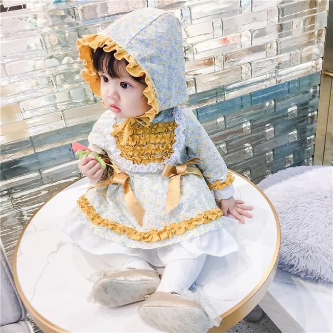 Baby Girl Lolita Floral Princess Birthday Christening Party Frock Boutique 2 Pcs - MomyMall