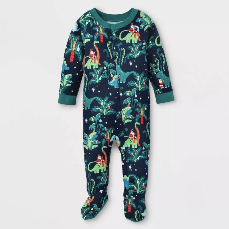 Christmas Dinosaur Long Sleeve Sleepwear Pajamas Family Matching - MomyMall