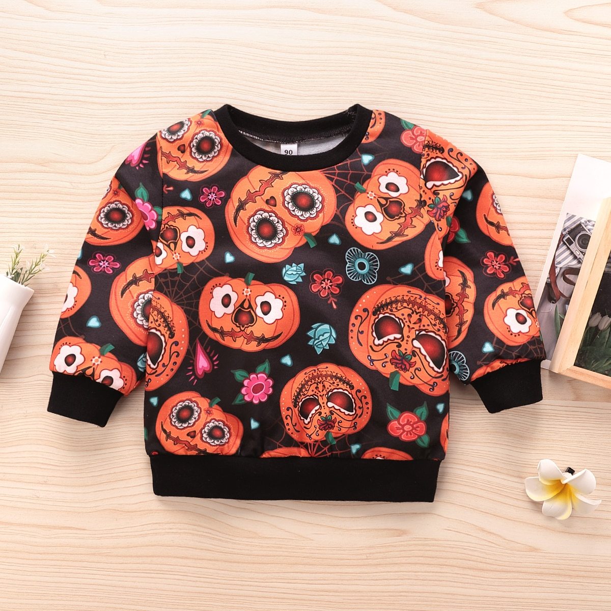 Kids Boy Shirt Long Sleeve Autumn Halloween Pumpkin Sweatshirt 2-7 Years - MomyMall