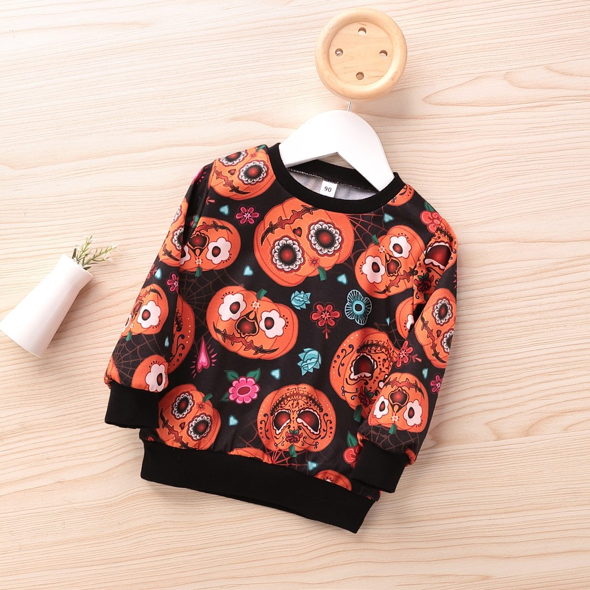 Kids Boy Shirt Long Sleeve Autumn Halloween Pumpkin Sweatshirt 2-7 Years - MomyMall