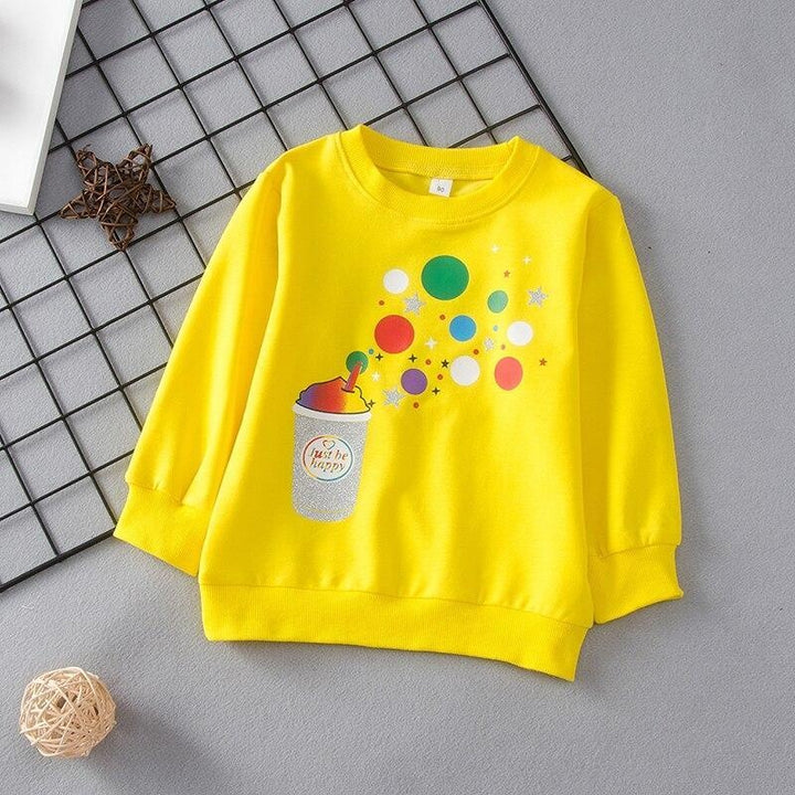 Girl Boy Cotton Cup Pear Dot Print Casual T-shirt Tops 2-6 Years - MomyMall Yellow / 2-3 Years