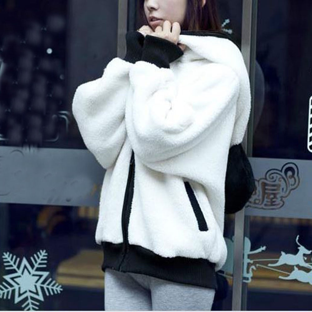 Kawaii Hoodies Damen Pelzmantel