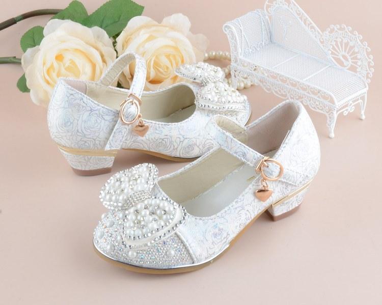 Girl Princes Party And Wedding Flower Leather Shoes Fashion High Heel Shoe - MomyMall