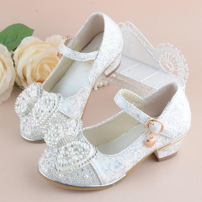 Kid Baby Girl Princes Party And Wedding Flower  Leather Shoes Fashion High Heel Shoe