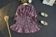 Girl Autumn Dress Fashion Leopard Printed Long Sleeved Dresses 2-12 Years - MomyMall
