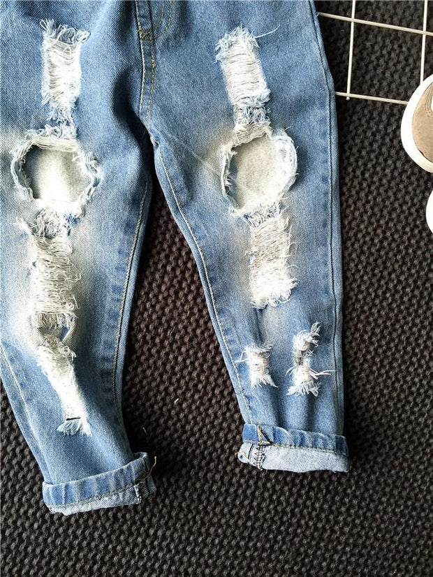 Kids Boy Girl Jeans Hole Denim Pant Trousers Pants for 1-7 Years - MomyMall