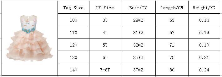 Girls Dress Elegant Unicorn Wedding Birthday Carnival Party Dresses 3-8T - MomyMall