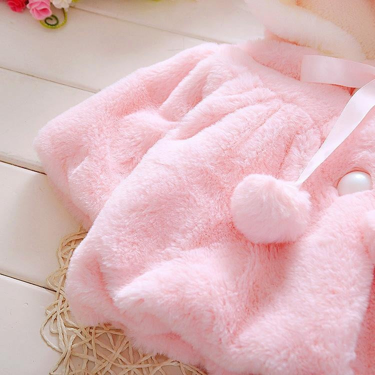 Baby Girls Winter Jackets Warm Fur Fleece Coat Jacket Hooded Outerwear