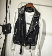 PU Leather Sleeveless Biker Jacket