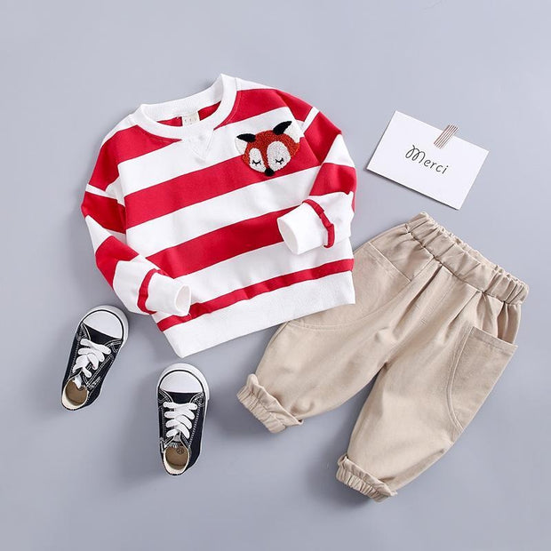 Kids Girls Boys Clothing Spring Autumn Striped Suit 2 Pcs Set - MomyMall