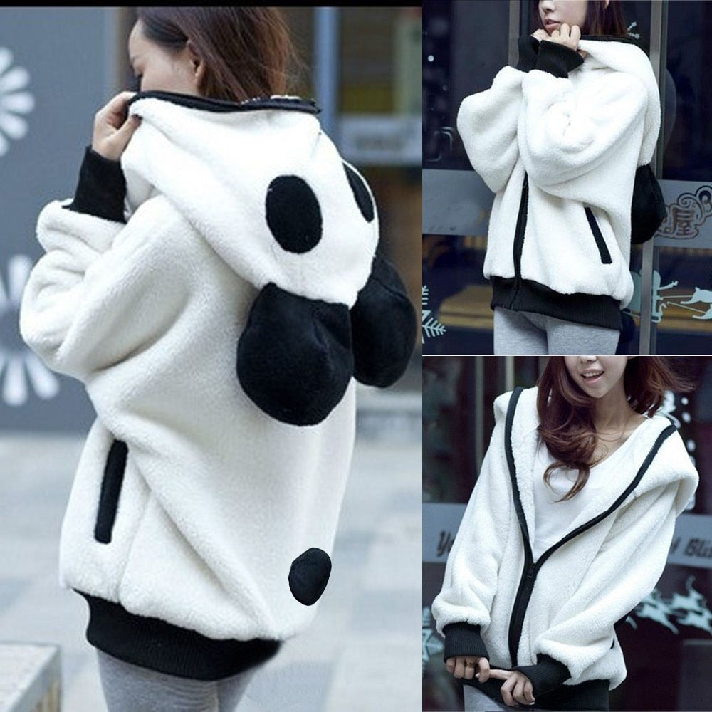 Kawaii Hoodies Damen Pelzmantel