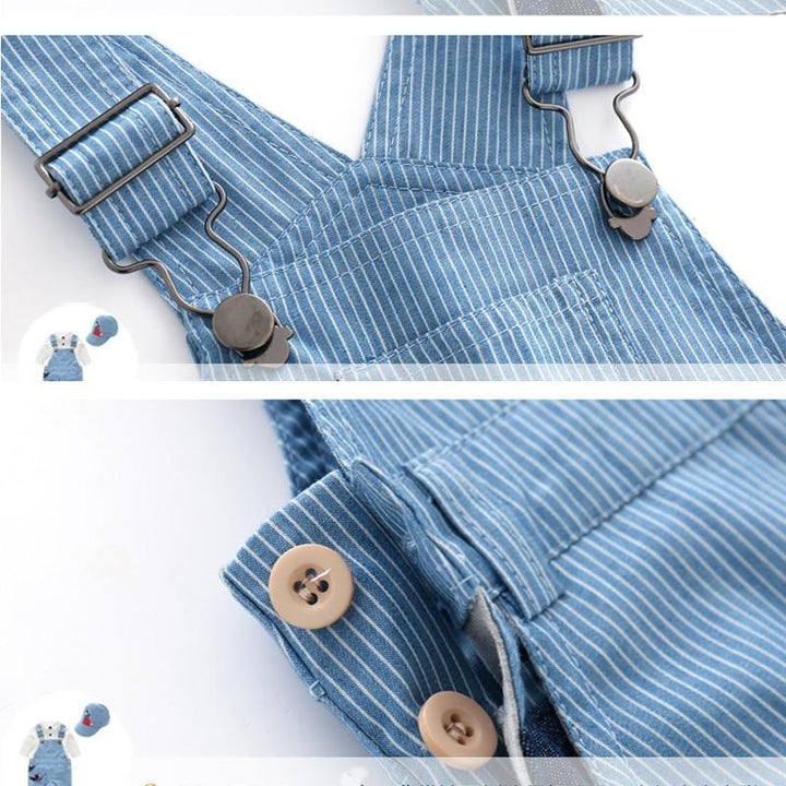 Toddler Boy Hat Romper Cotton Bib Long-sleeved Jumpsuit Suit 3Pcs 0-24M - MomyMall