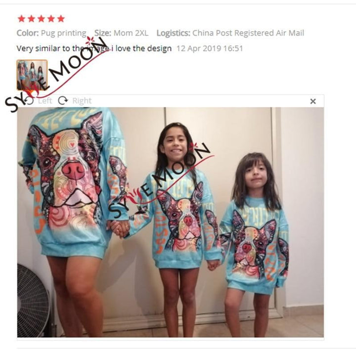 Mother Daughter Sweatshirts Family Matching Cute Print Family Look - MomyMall