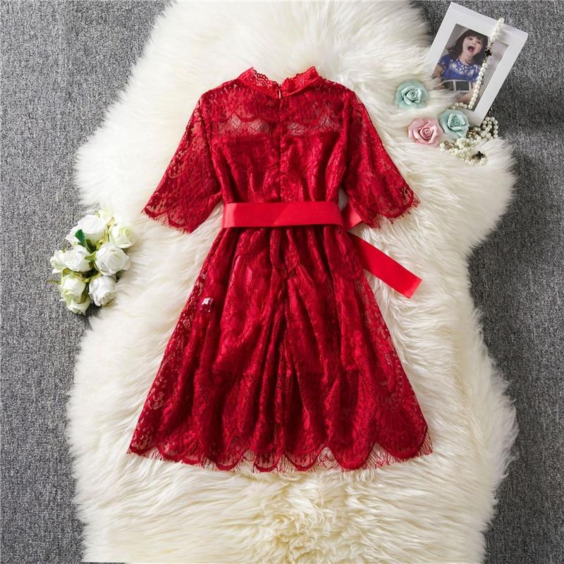 Girls Dress Flower Lace Hollow Party Frocks Dress - MomyMall