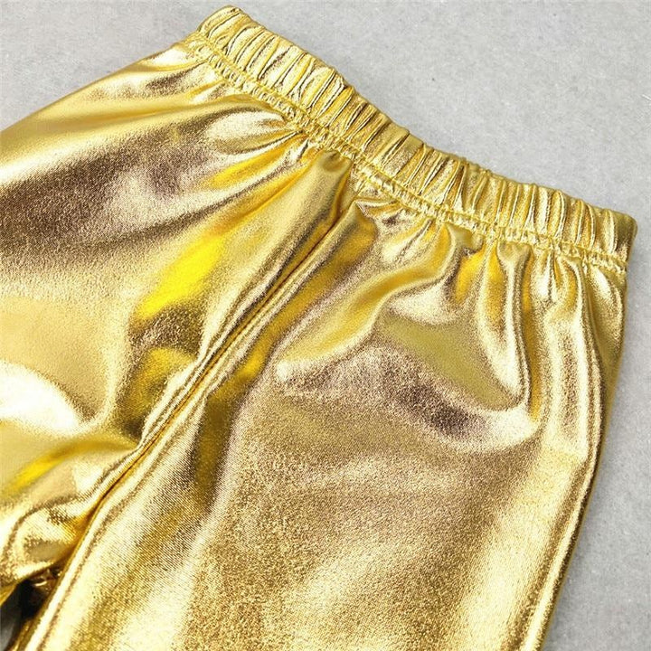 Baby Girls Leggings Metallic Gold Silver Punk Pants 2-10 Years - MomyMall