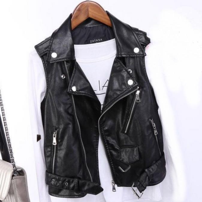 PU Leather Sleeveless Biker Jacket