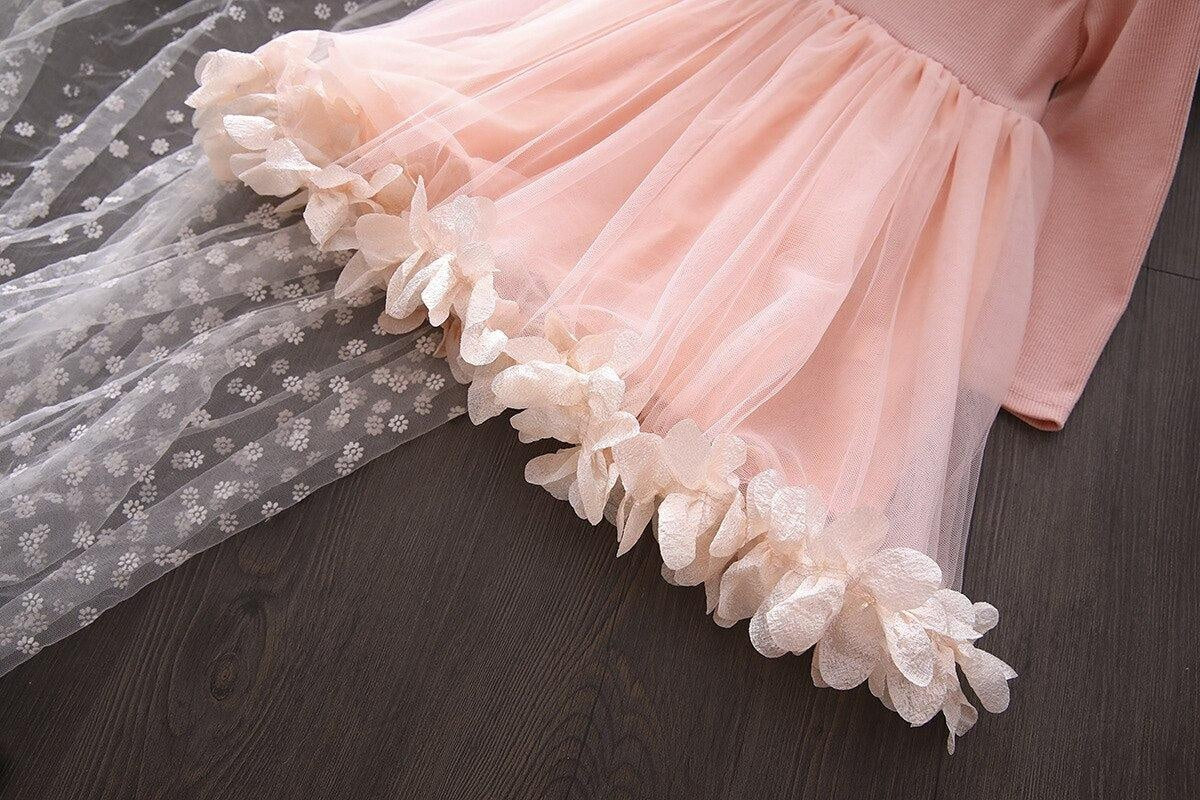 Girl Dress Petal Mesh Tutu Spring Autumn Princess Dresses 1-8 Years