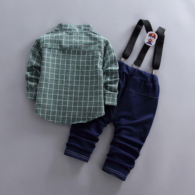 Boys Grid Gentleman Style 2pcs Outfit 1-5 Years