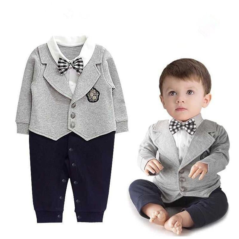 Bébé Garçon Gentleman Barboteuse Body Costume De Fête 2 Pcs Outfit 0-24M 