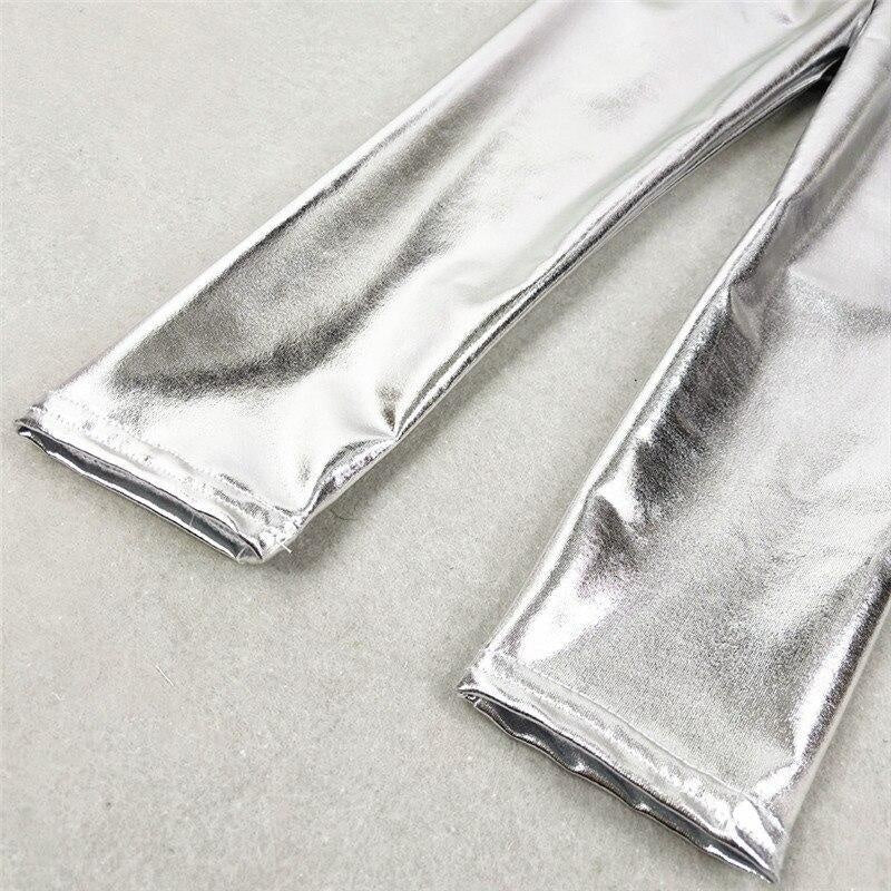 Baby Girls Leggings Metallic Gold Silver Punk Pants 2-10 Years - MomyMall