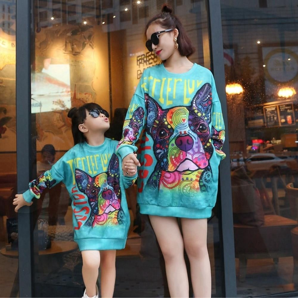 Mother Daughter Sweatshirts Family Matching Cute Print Family Look - MomyMall