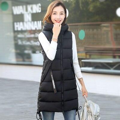 Hooded Mid-Thigh Puffer Gilet With Zip Pockets