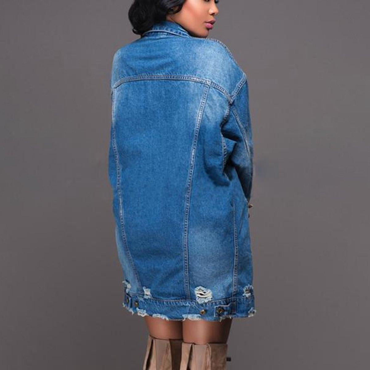 Plus Size Distressed Denim Jacket