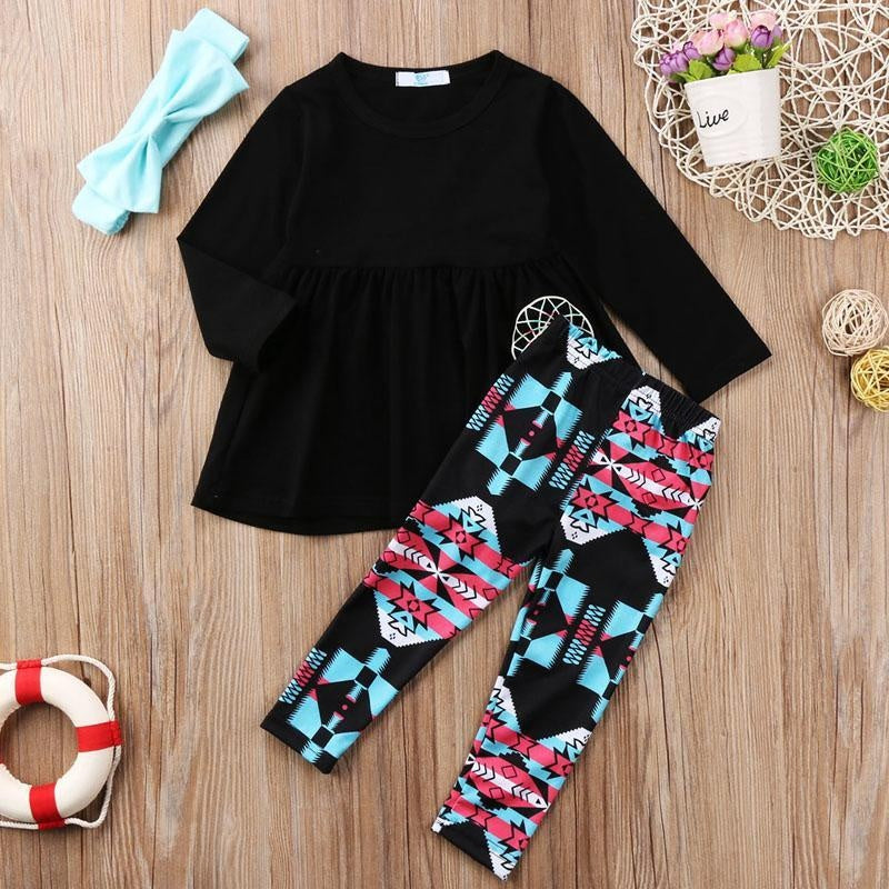 Kids Baby Girl Casual Long Sleeve Outfits 3 Pcs 2-7 Years - MomyMall