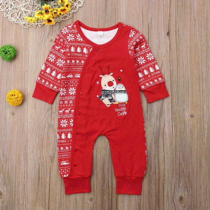 Newborn Baby Red Cotton Romper Christmas Party Clothes - MomyMall