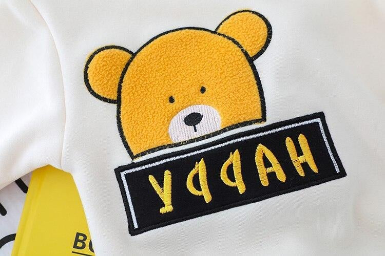 Boys Sets Winter Cartoon Bear Plush Tops Bottoms 2 Pcs 0-3 Years - MomyMall