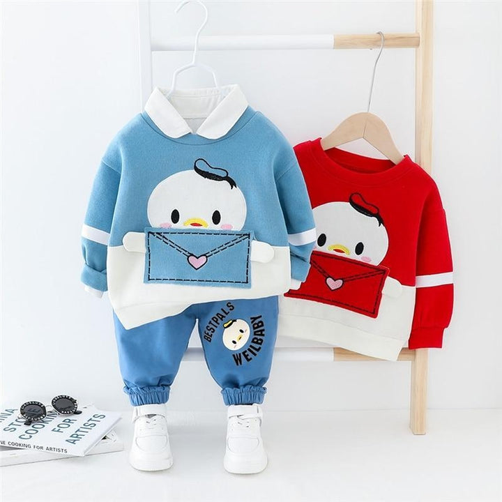 Toddler Baby Girls Boys Cartoon Long Sleeve T Shirt+ Pants 2 Pcs Outfits - MomyMall Sky Blue / 3-6 Months