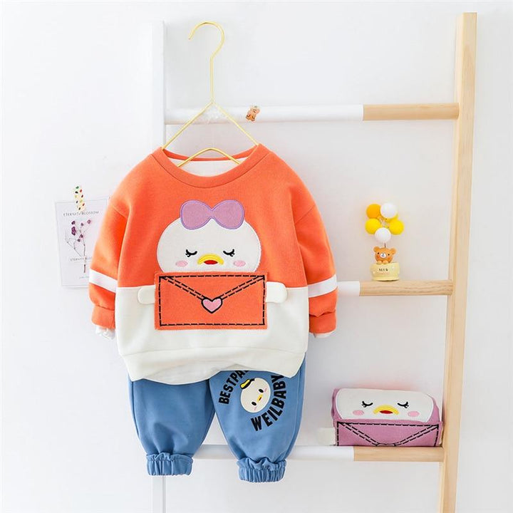 Toddler Baby Girls Boys Cartoon Long Sleeve T Shirt+ Pants 2 Pcs Outfits - MomyMall Orange / 3-6 Months