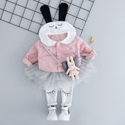 Ensembles de vêtements pour bébés filles Cartoon Rabbit Tops + Bottoms 2 Pcs 