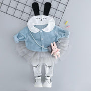 Ensembles de vêtements pour bébés filles Cartoon Rabbit Tops + Bottoms 2 Pcs 