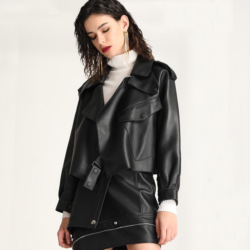 Faux Leather Vintage Biker Jacket - Cropped Faux Leather Jacket