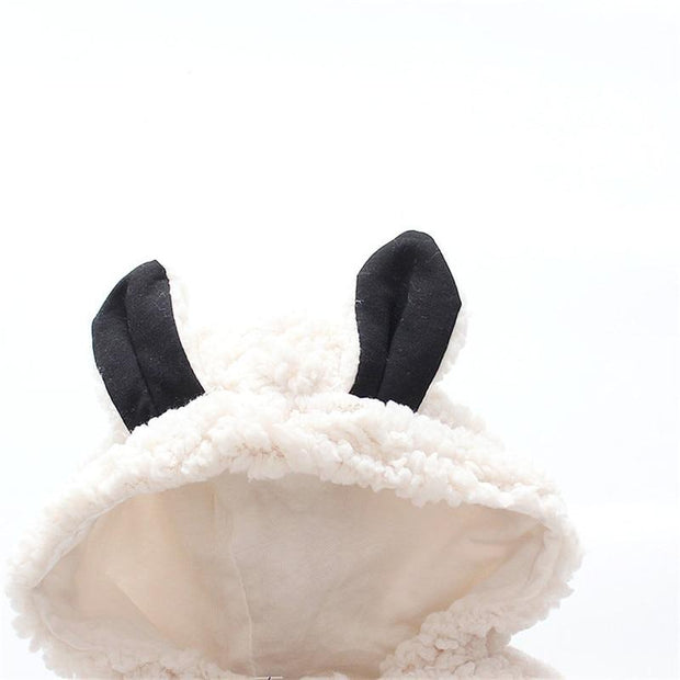 Winter Baby 3D Ears Design Solid Hooded Jumpsuit Romper - MomyMall