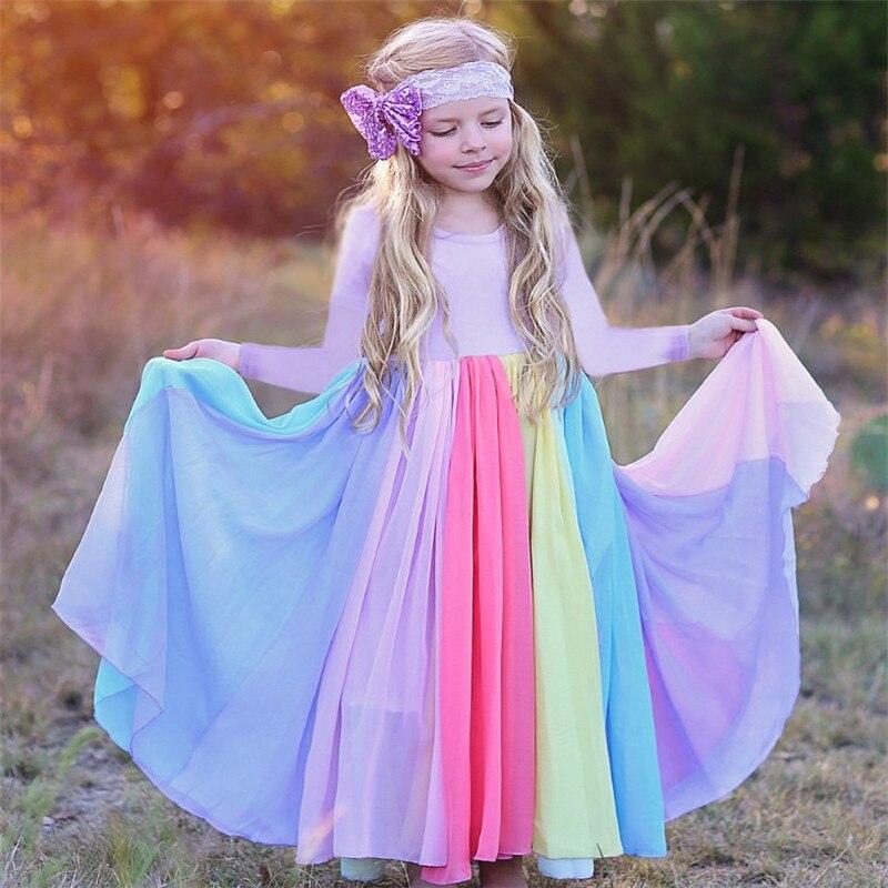 Girls Dress New Long Sleeve Striped Mesh Gauze Party Dress - MomyMall