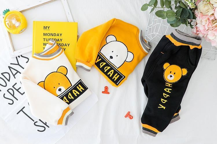 Boys Sets Winter Cartoon Bear Plush Tops Bottoms 2 Pcs 0-3 Years - MomyMall