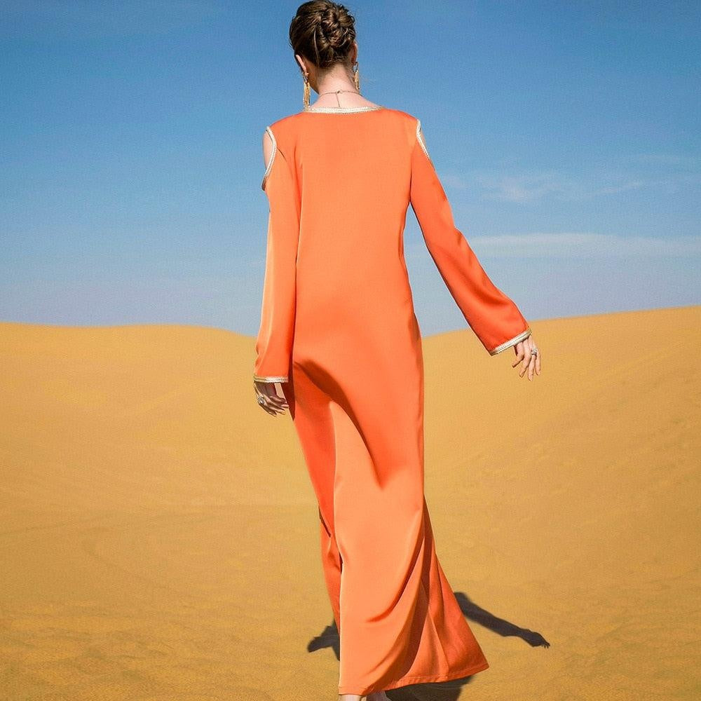 Morocco Luruxy Orange Caftan - MomyMall