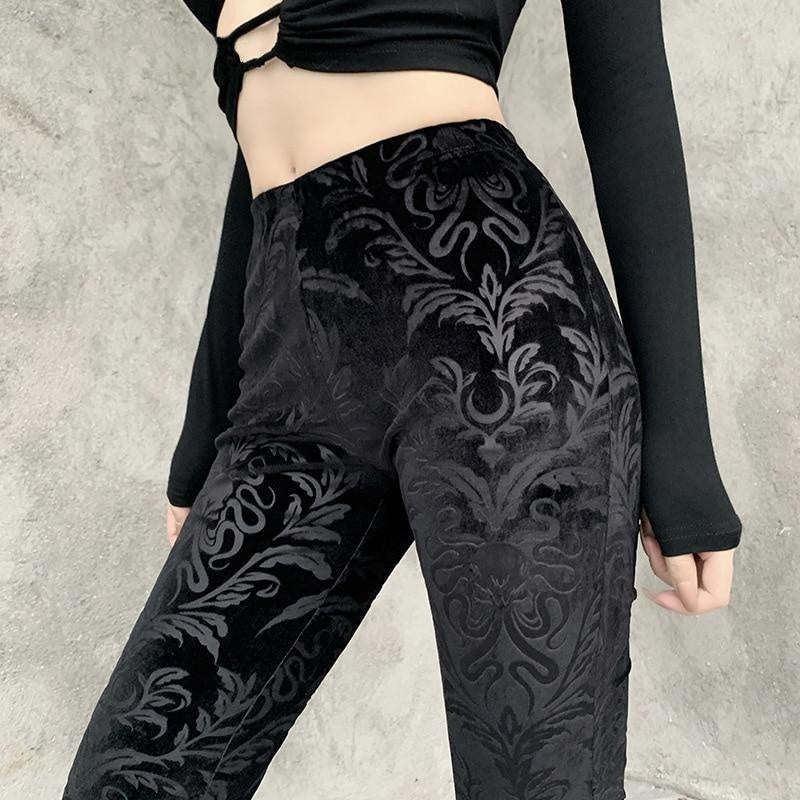 High Waist Loungewear Flare Trousers With Floral Pattern