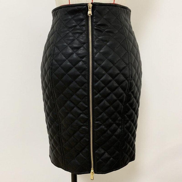 Quilted Leather Skirt - MomyMall