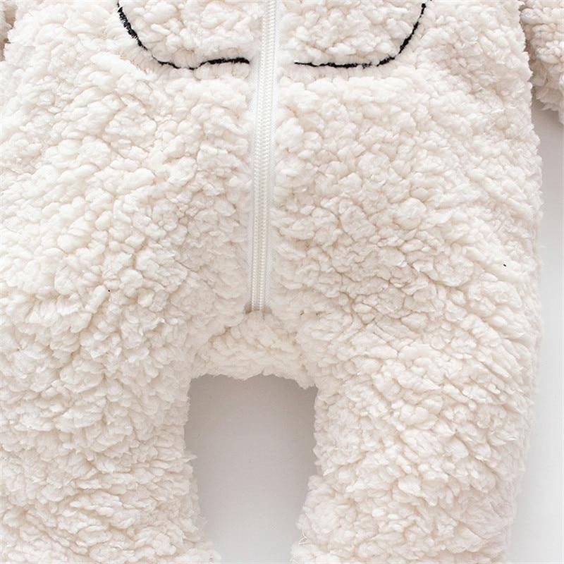 Winter Baby 3D Ears Design Solid Hooded Jumpsuit Romper - MomyMall