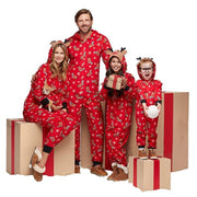 Family Christmas Pajamas Fashion Cute Hooded Jumpsuit Sleepwear Outfits - MomyMall