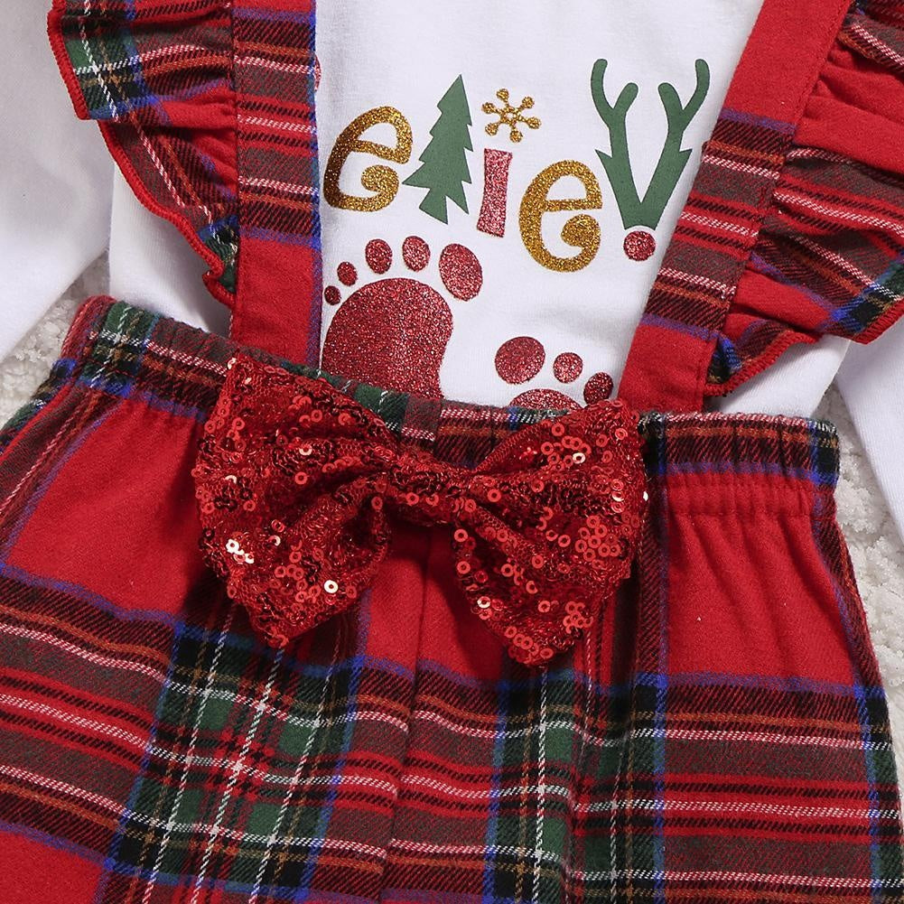 Baby Girl Christmas Romper Jumpsuit 3 Pcs - MomyMall