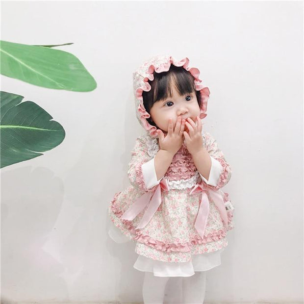 Baby Girl Lolita Floral Princess Birthday Christening Party Frock Boutique 2 Pcs - MomyMall