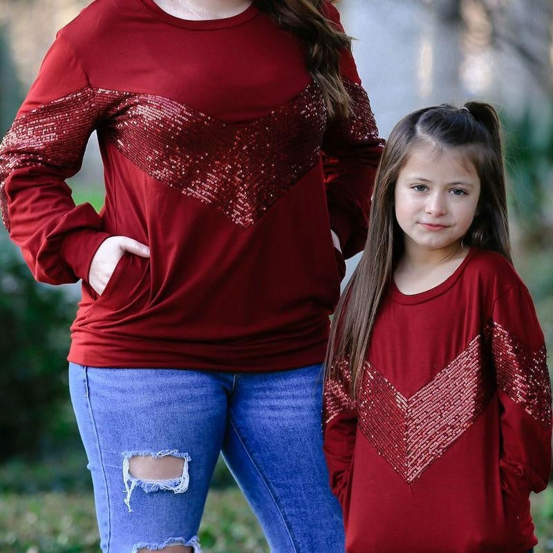 Long Sleeve Mom Daughter Christmas T shirt Dress Family Matching