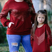 Long Sleeve Mom Daughter Christmas T shirt Dress Family Matching
