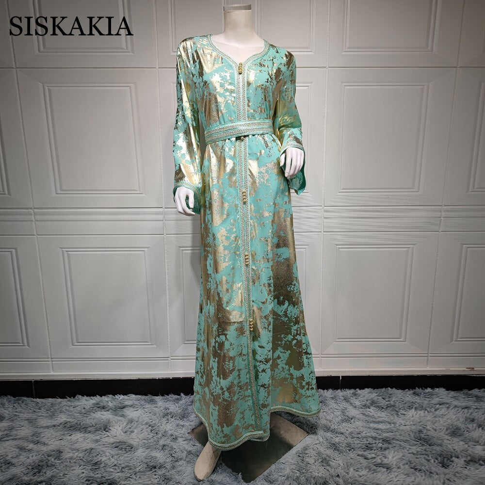 Morocco Caftan Siskakia Loose Ethnic Maxi Dresses - MomyMall green dress / S / China